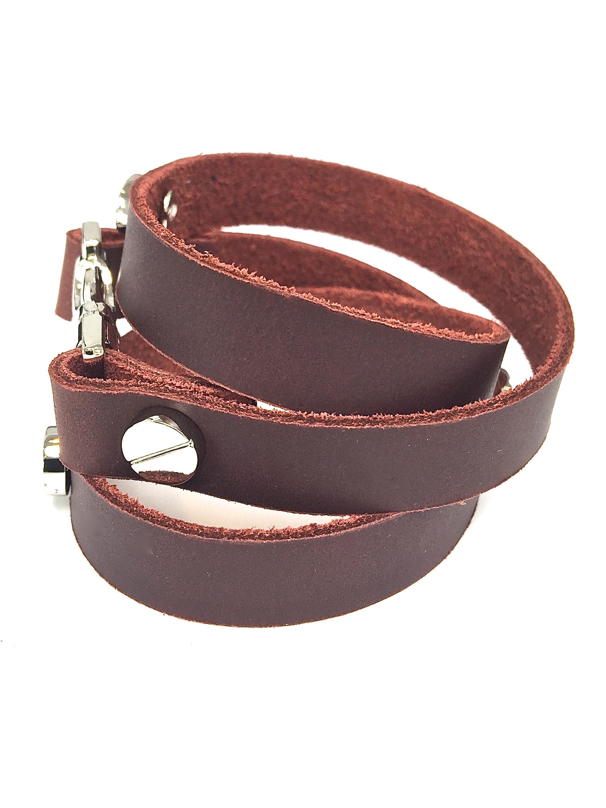 Quicksnap triple leather wraparound bracelet brown by NYET jewelry