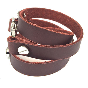 Quicksnap triple leather wraparound bracelet brown by NYET jewelry