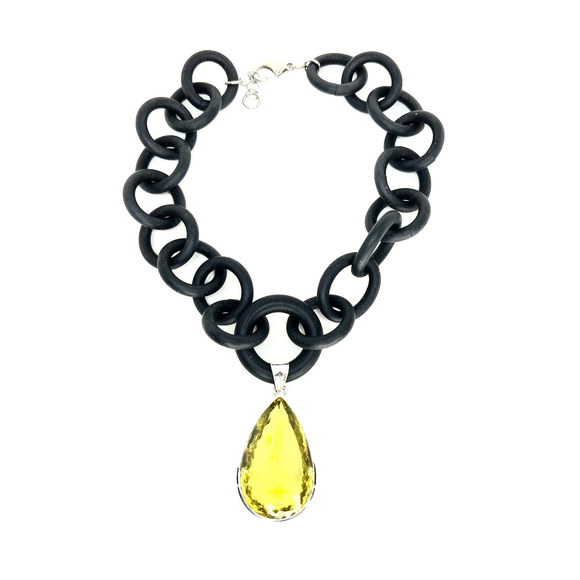 Lemon Topaz and Rubber Necklace