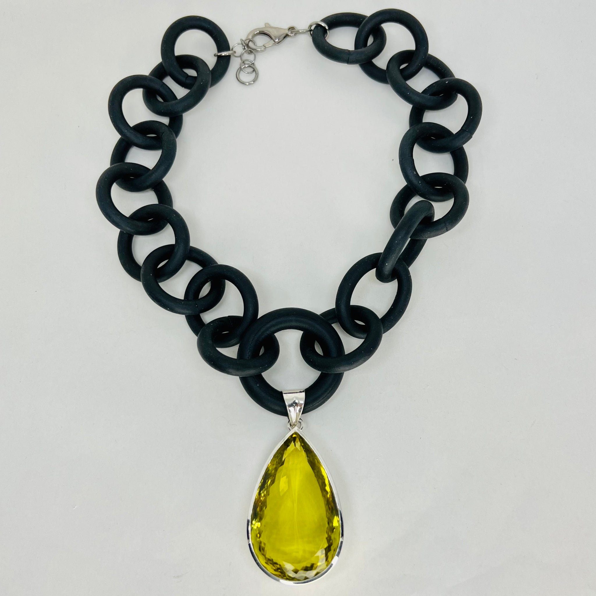 Lemon Topaz and Rubber Necklace
