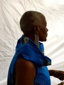 NY Clothes designer Simply Greta wearing the ear curtain earring