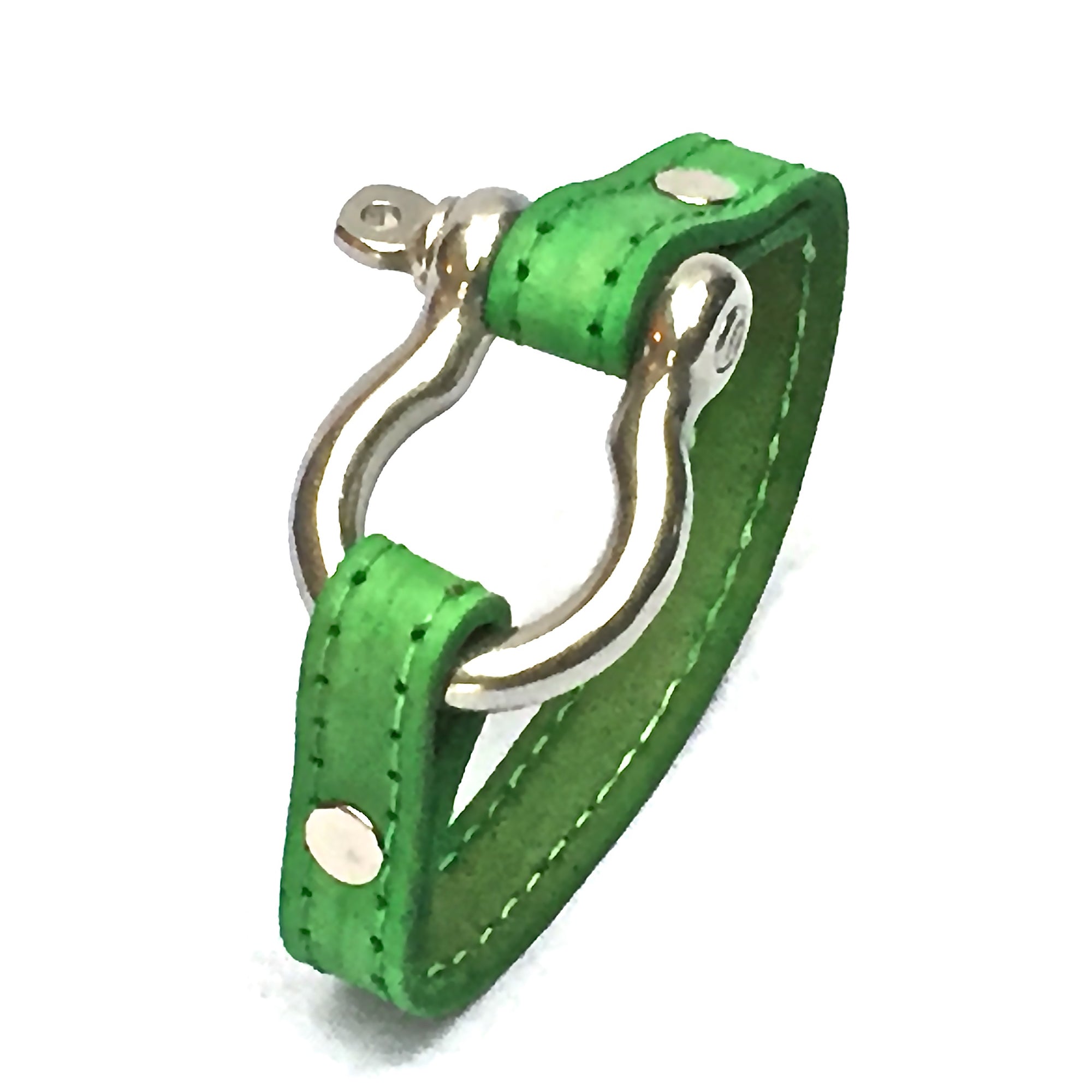 STITCHED LEATHER AND STAINLESS STEEL SHACKLE by nyet jewelry.