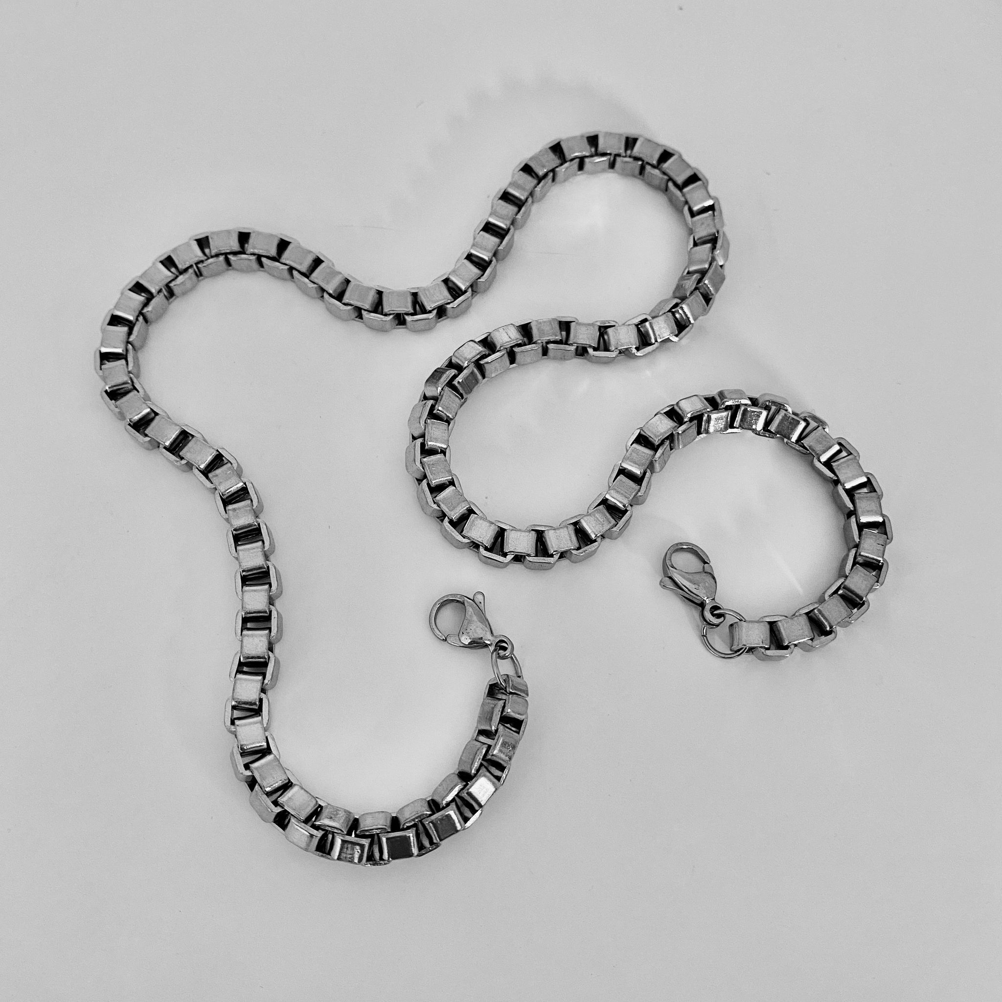 stainless steel box link mask chain by NYET Jewelry