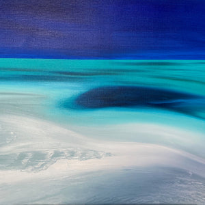 Blue hole by sand bar original painting by Delphine Pontvieux