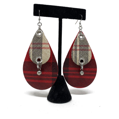 Plaid leather earrings by NYET Jewelry