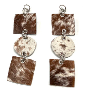 hair on cowhide drop earrings by NYET Jewelry