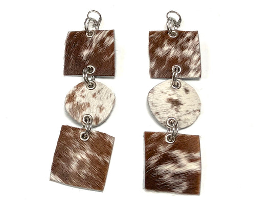 hair on cowhide drop earrings by NYET Jewelry