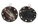 HAIR-ON COWHIDE DISC EARRINGS WITH METAL RIVETS NYET Jewelry