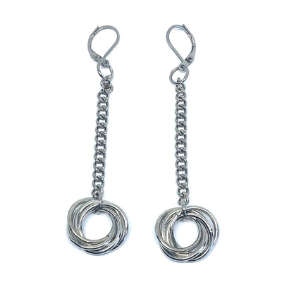 CHAIN EARRINGS WITH ‘MOBIUS’ WEAVED JUMP RINGS BY NYET JEWELRY.