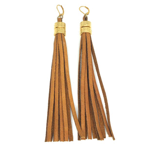 nyet jewelry HAMMERED STEEL AND DEERSKIN LEATHER earrings