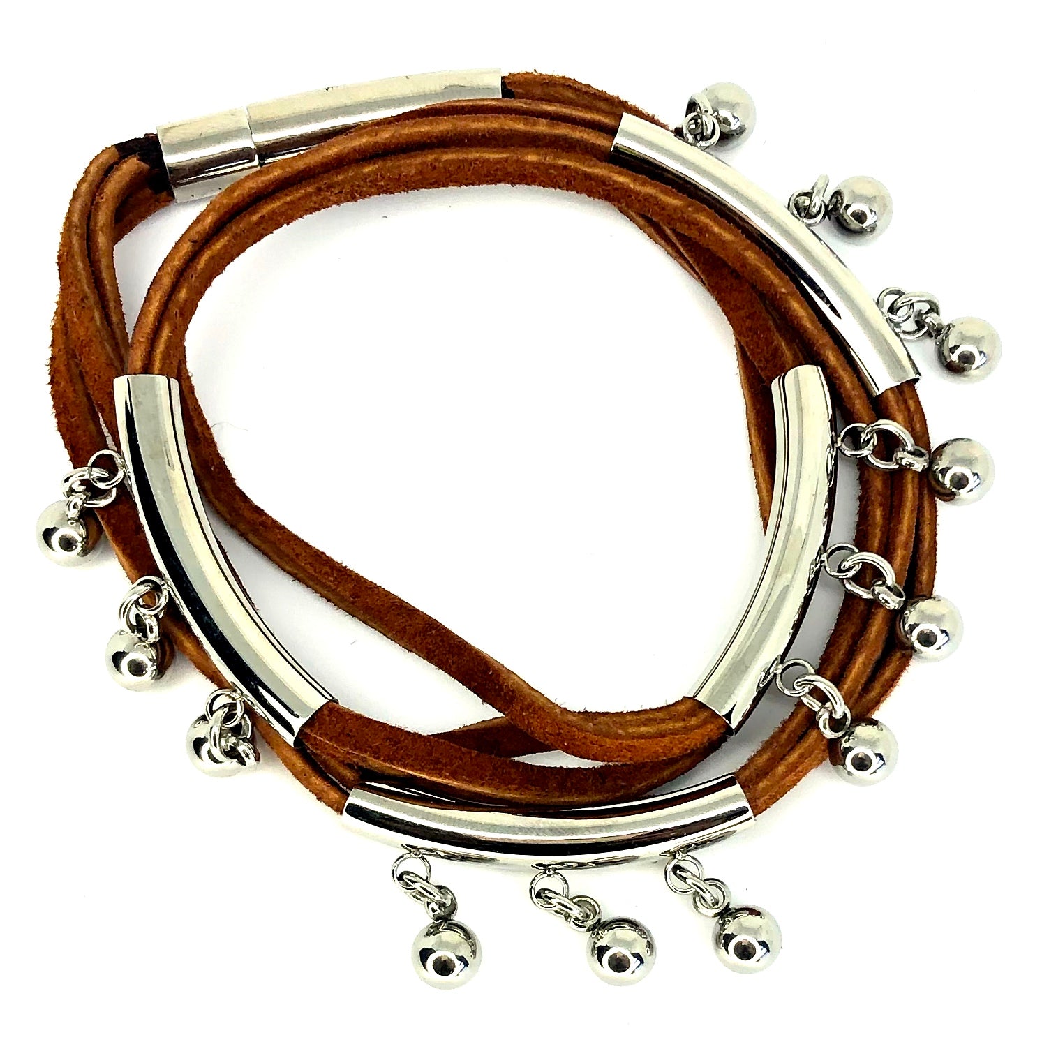 2 in 1 necklace and wraparound bracelet made of suede and stainless steel