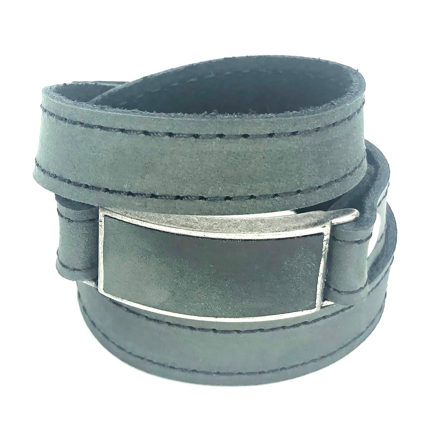 LEATHER WRAPAROUND WITH METAL LINK INLAID WITH MATCHING PIECE OF LEATHER by nyet jewelry