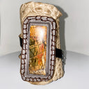 crocodile cuff with large stone set in leather by NYET Jewelry.