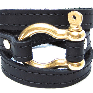 Nyet jewelry Signature Gold Shackle Wraparound Bracelet Black BY NYET JEWELRY