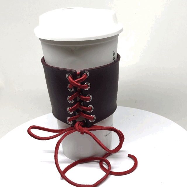 Hands Free Drink Leather Starbucks Coffee Cup Sleeve Reusable