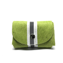 GRASS GREEN HAIR-ON COWHIDE 2-COMPARTMENT WALLET WITH SNAP CLOSURE. By NYET Jewelry.