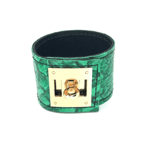 FISH LEATHER CUFF WITH METAL CLOSURE. by NYET Jewelry.