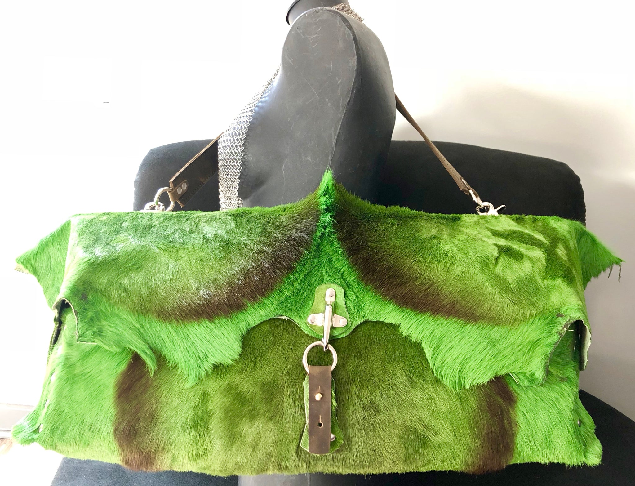 Green fuzzy bag hot sale