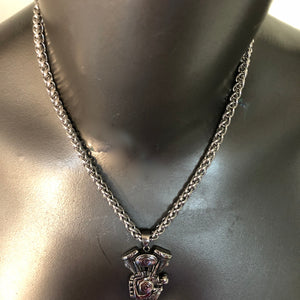 ROUND STAINLESS STEEL CHAIN NECKLACE WITH HEAVYWEIGHT PENDANT. by nyet jewelry