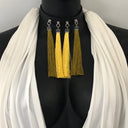 chinoiserie choker leather and silk tassels by NYET Jewelry