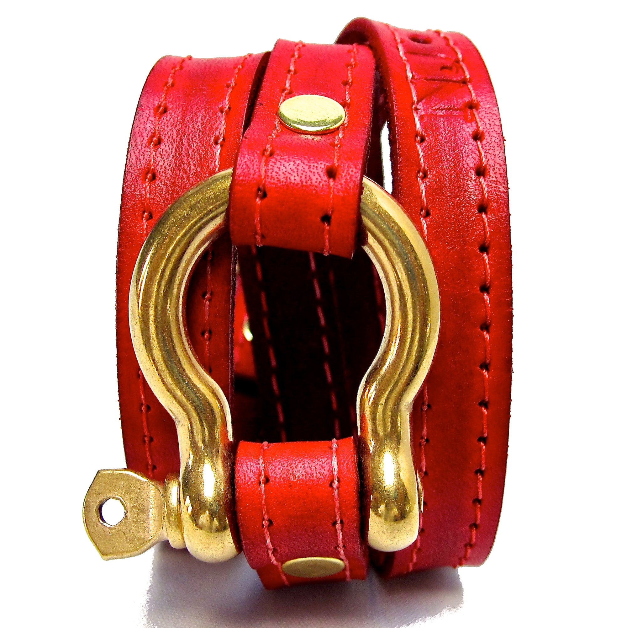 Nyet jewelry Signature Gold Shackle Wraparound Bracelet Red BY NYET JEWELRY