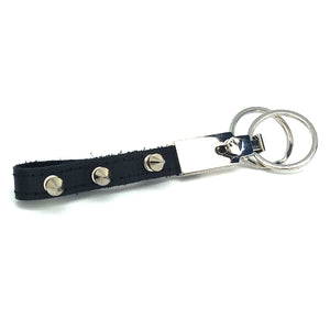 leather and spike rivets key chain by nyet jewelry.