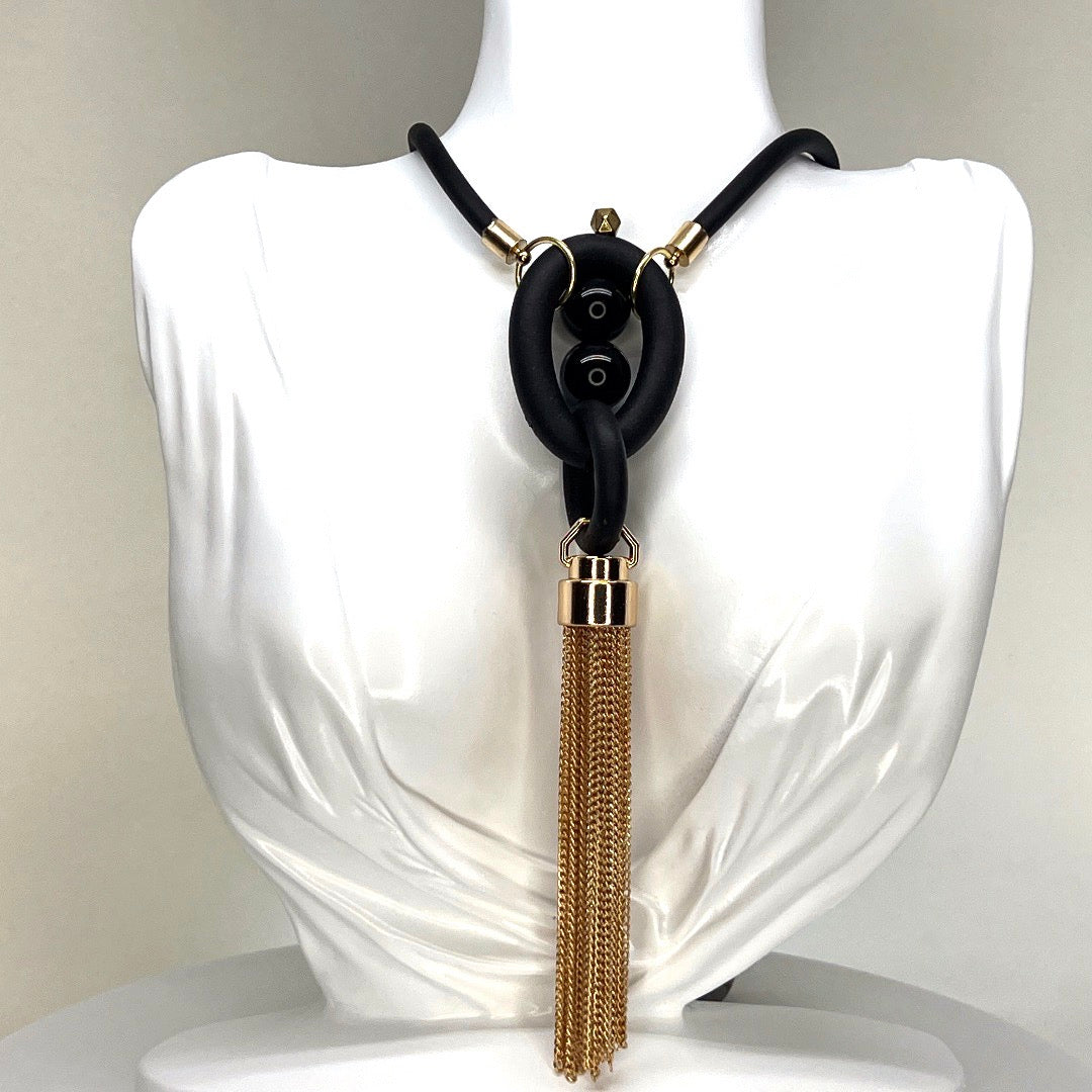 Rubber and Tassel Necklace