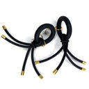 BLACK RUBBER EARRINGS WITH GOLD ENDCAP ACCENTS. by nyet jewelry