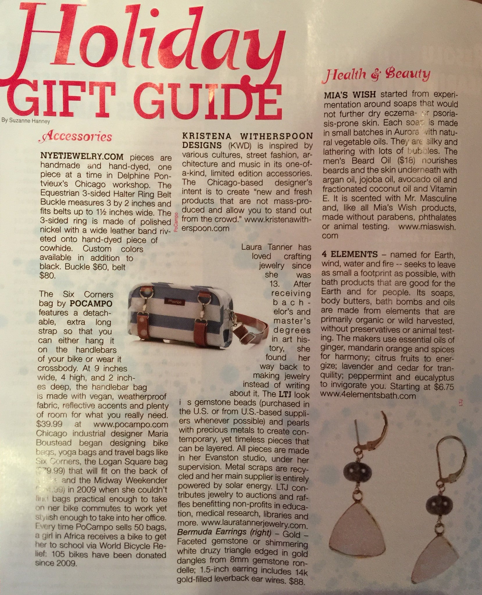 Nyet Jewelry in Streetwise Chicago Holiday Gift Guide issue